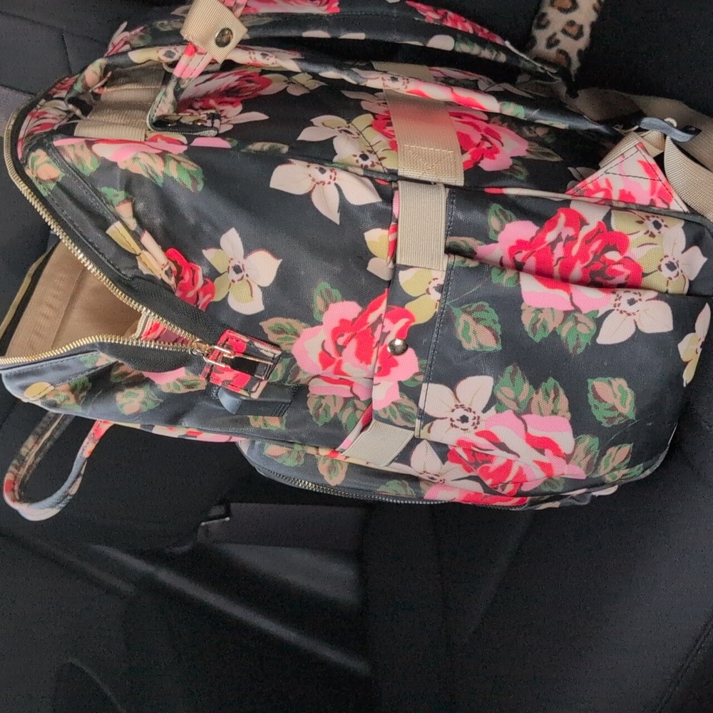 Vsnoon Laptop Backpack With Grey Pink Floral Design - Picture 7 of 12